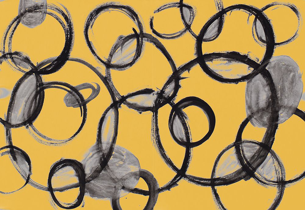 Black Circles On Gold art print by Emily Navas for $57.95 CAD