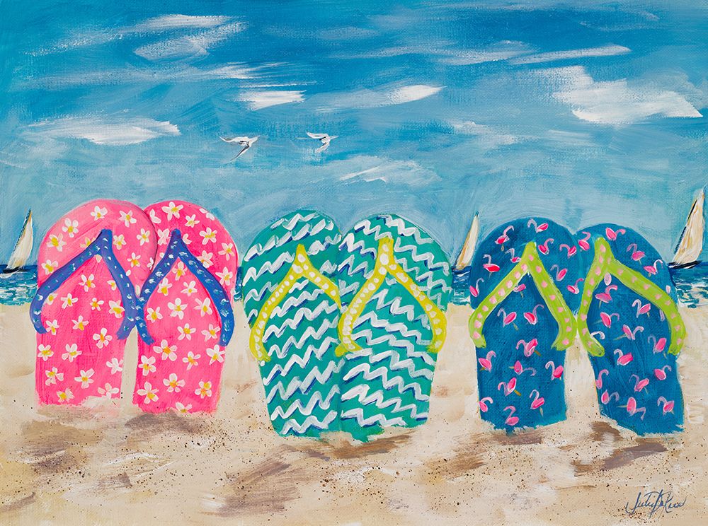 Flip Flops In The Sand art print by Julie DeRice for $57.95 CAD