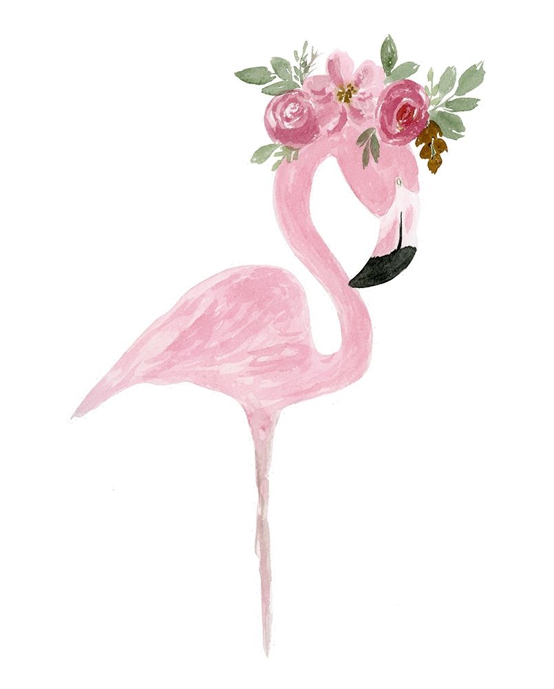 Pink Floral Crown Flamingo art print by Lucille Price for $57.95 CAD