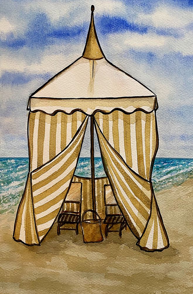 Golden Beach Cabana art print by Nicholas Biscardi for $57.95 CAD