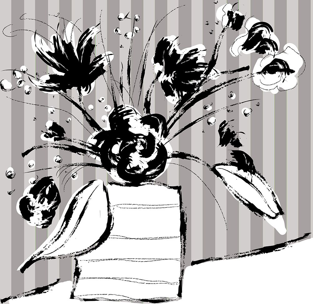 Floral Arrangement On Stripes art print by Deidre Mosher for $57.95 CAD