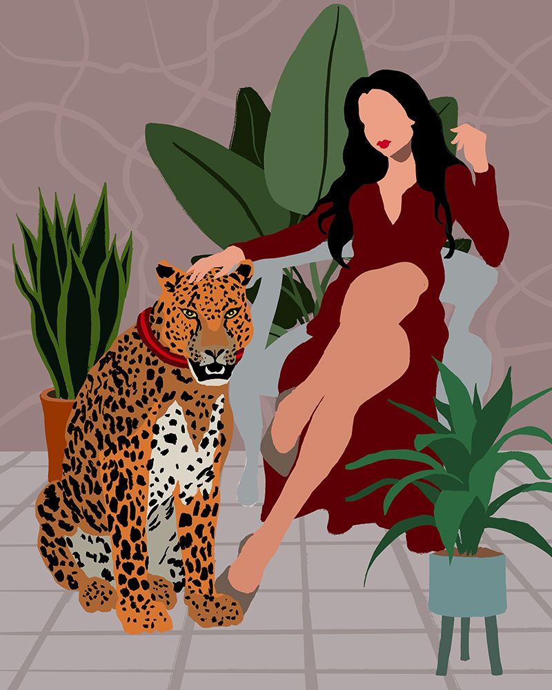 Woman With Leopard art print by Elizabeth Medley for $57.95 CAD
