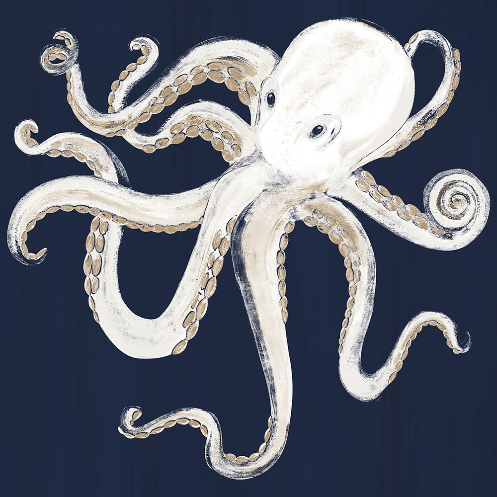 Octopus On Dark Blue art print by Gina Ritter for $57.95 CAD
