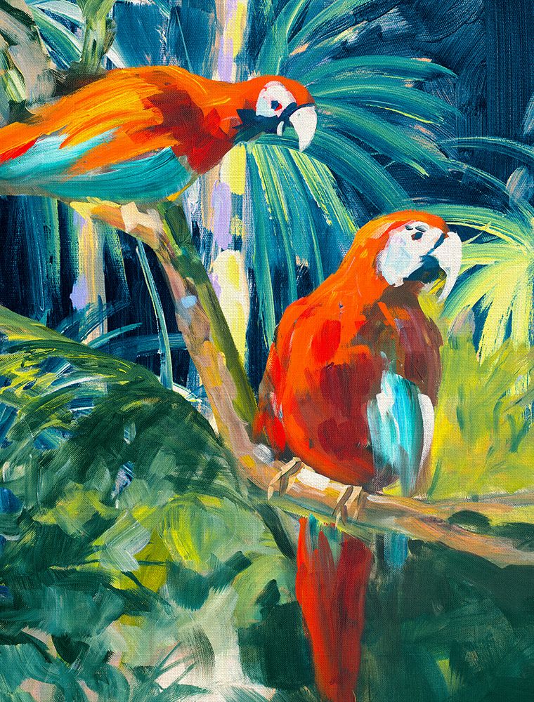 Parrots in Tropics II art print by Jane Slivka for $57.95 CAD