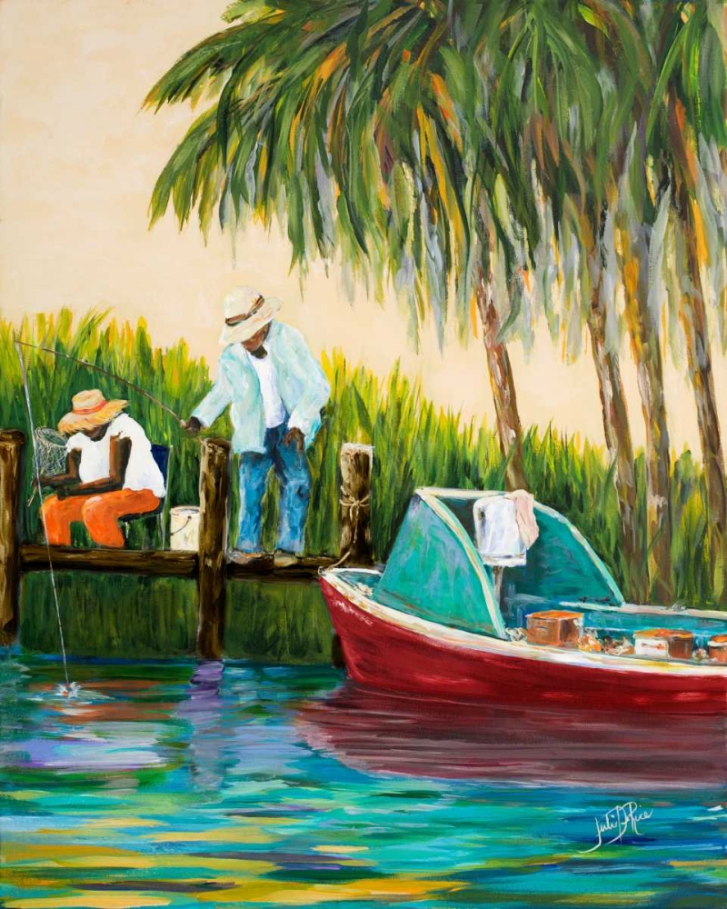 Dock Fishing art print by Julie DeRice for $57.95 CAD