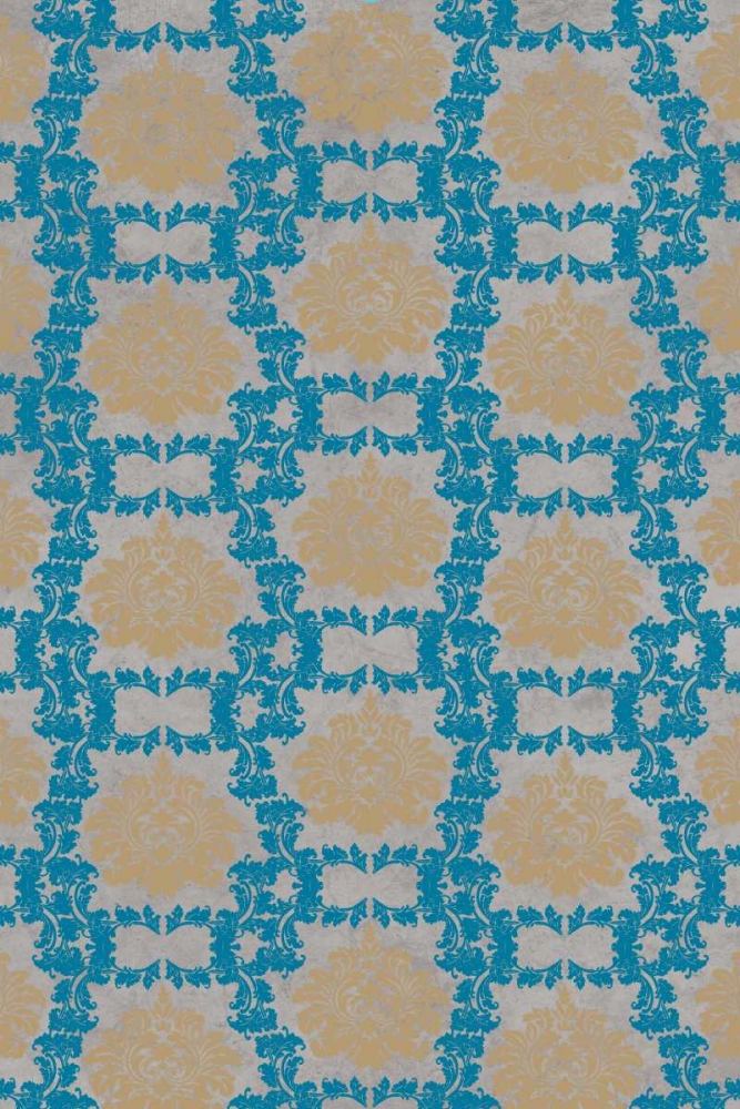 Tan and Blue Floral Pattern I art print by Elizabeth Medley for $57.95 CAD