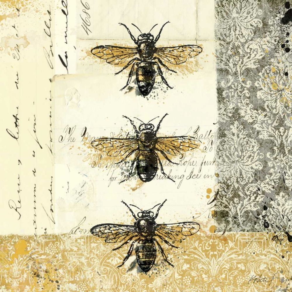 Golden Bees n Butterflies No 1 art print by Katie Pertiet for $57.95 CAD