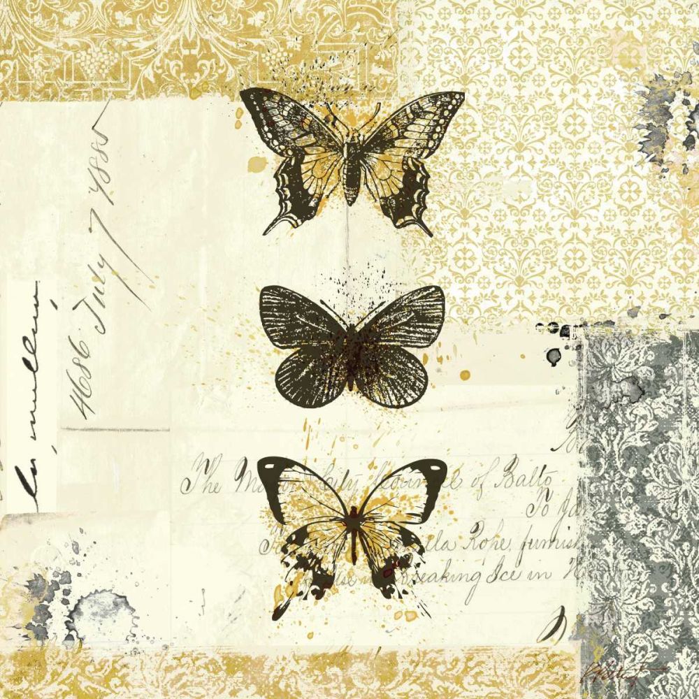 Golden Bees n Butterflies No 2 art print by Katie Pertiet for $57.95 CAD