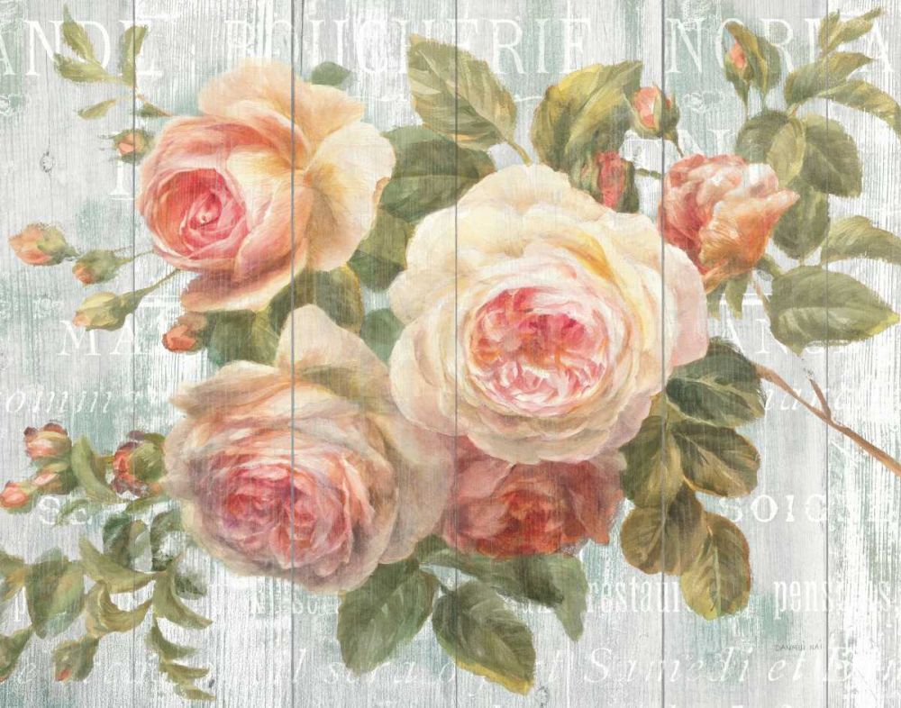 Vintage Roses on Driftwood art print by Danhui Nai for $57.95 CAD