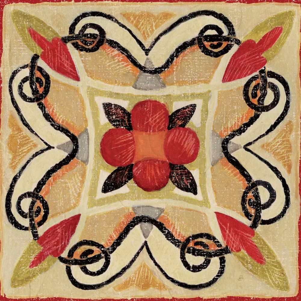 Bohemian Rooster Tile Square I art print by Daphne Brissonnet for $57.95 CAD