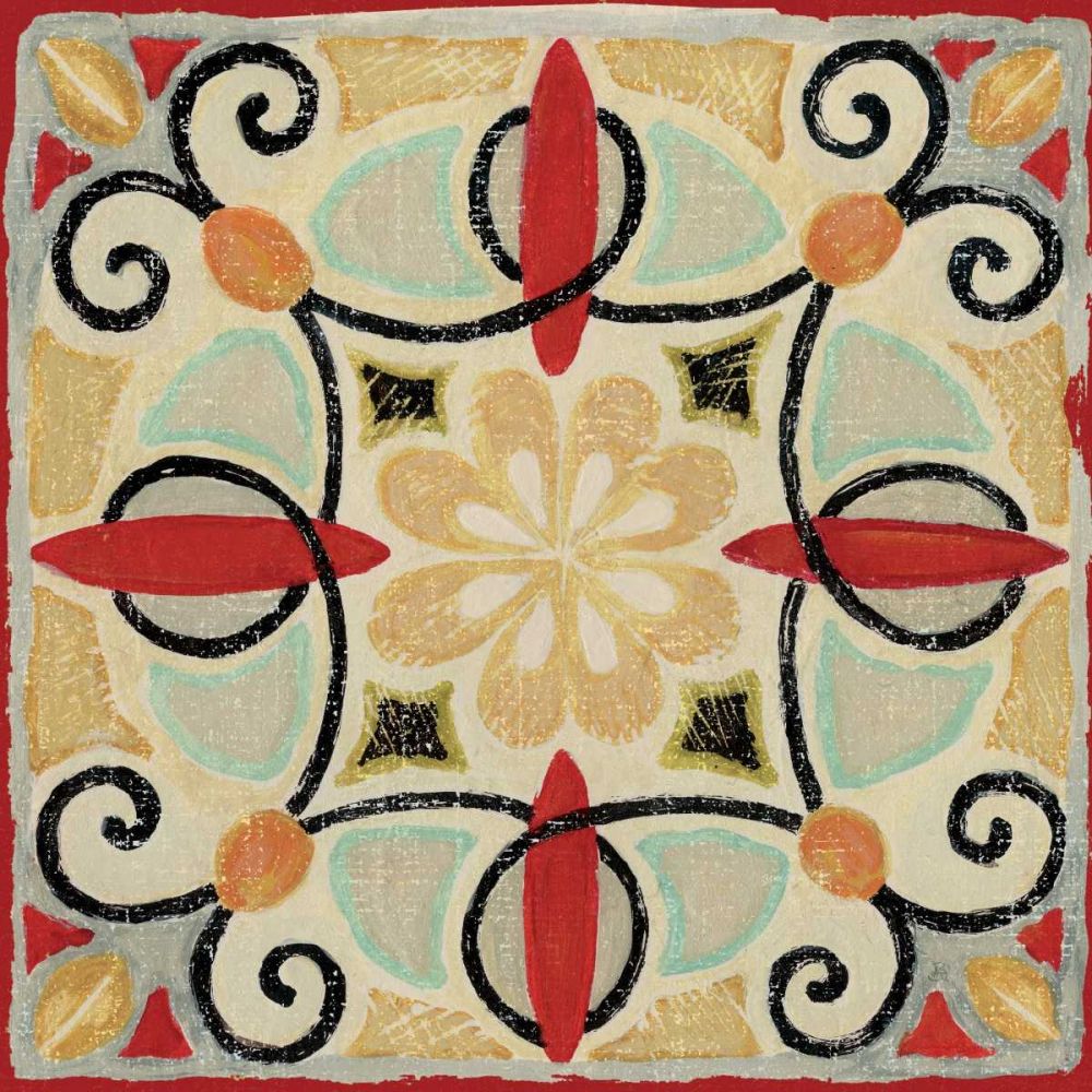 Bohemian Rooster Tile Square II art print by Daphne Brissonnet for $57.95 CAD