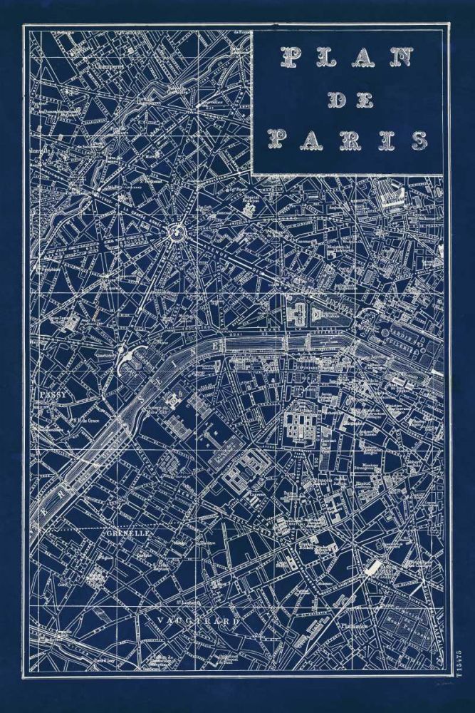 Blueprint Map Paris art print by Sue Schlabach for $57.95 CAD