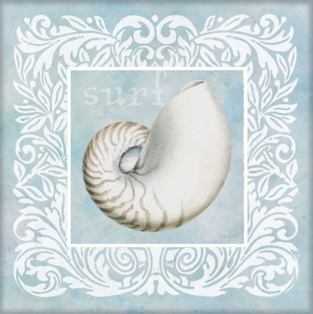 Sandy Shells Blue on Blue Nautilus art print by Beth Grove for $57.95 CAD