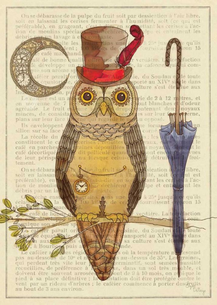 Steampunk Owl I art print by Elyse DeNeige for $39.95 CAD