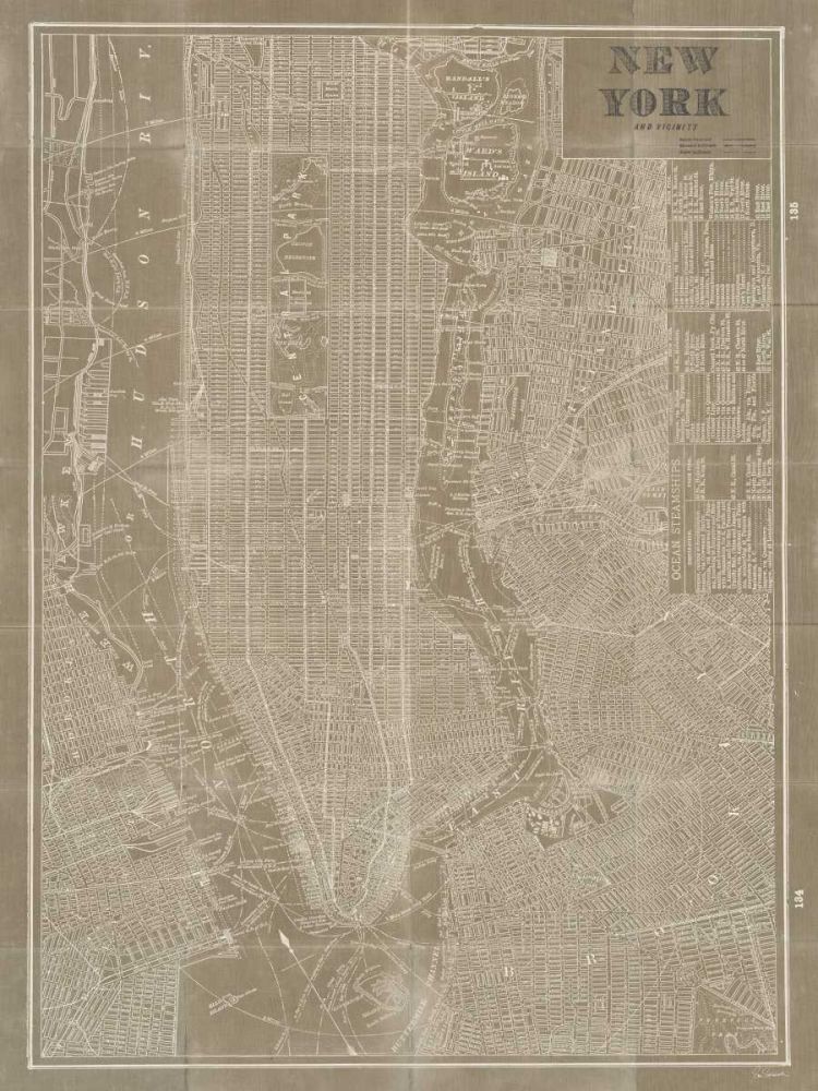 Blueprint Map New York Taupe art print by Sue Schlabach for $57.95 CAD