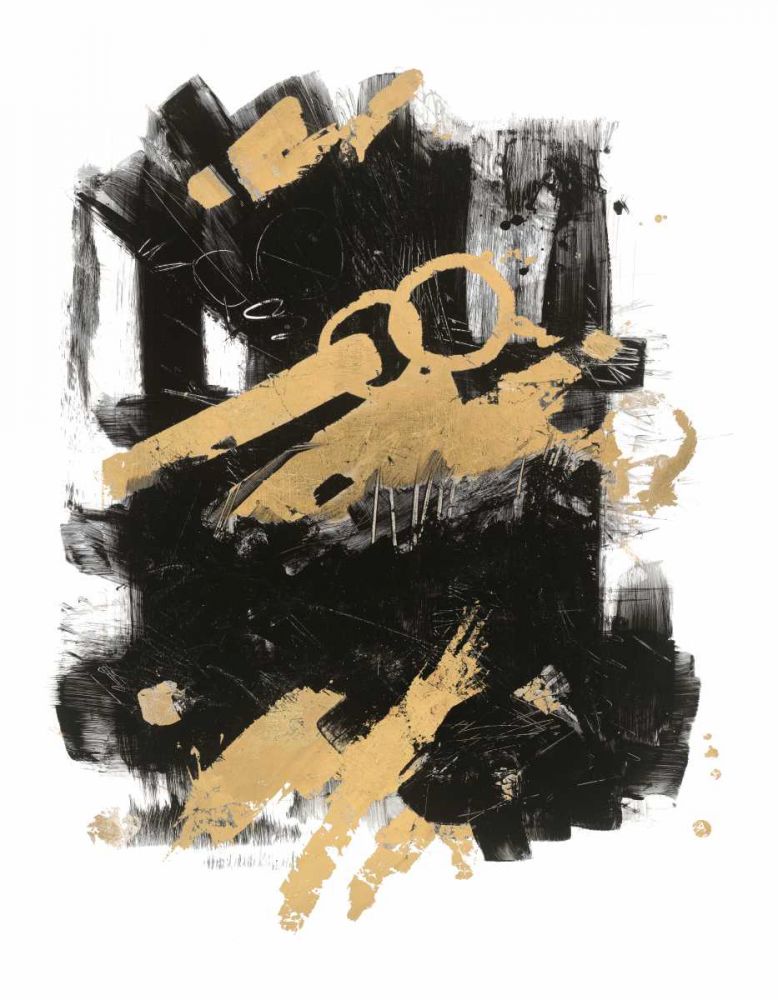 Gold Black Abstract I art print by Mike Schick for $57.95 CAD