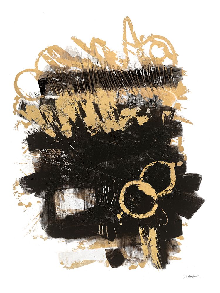 Gold Black Abstract II art print by Mike Schick for $57.95 CAD