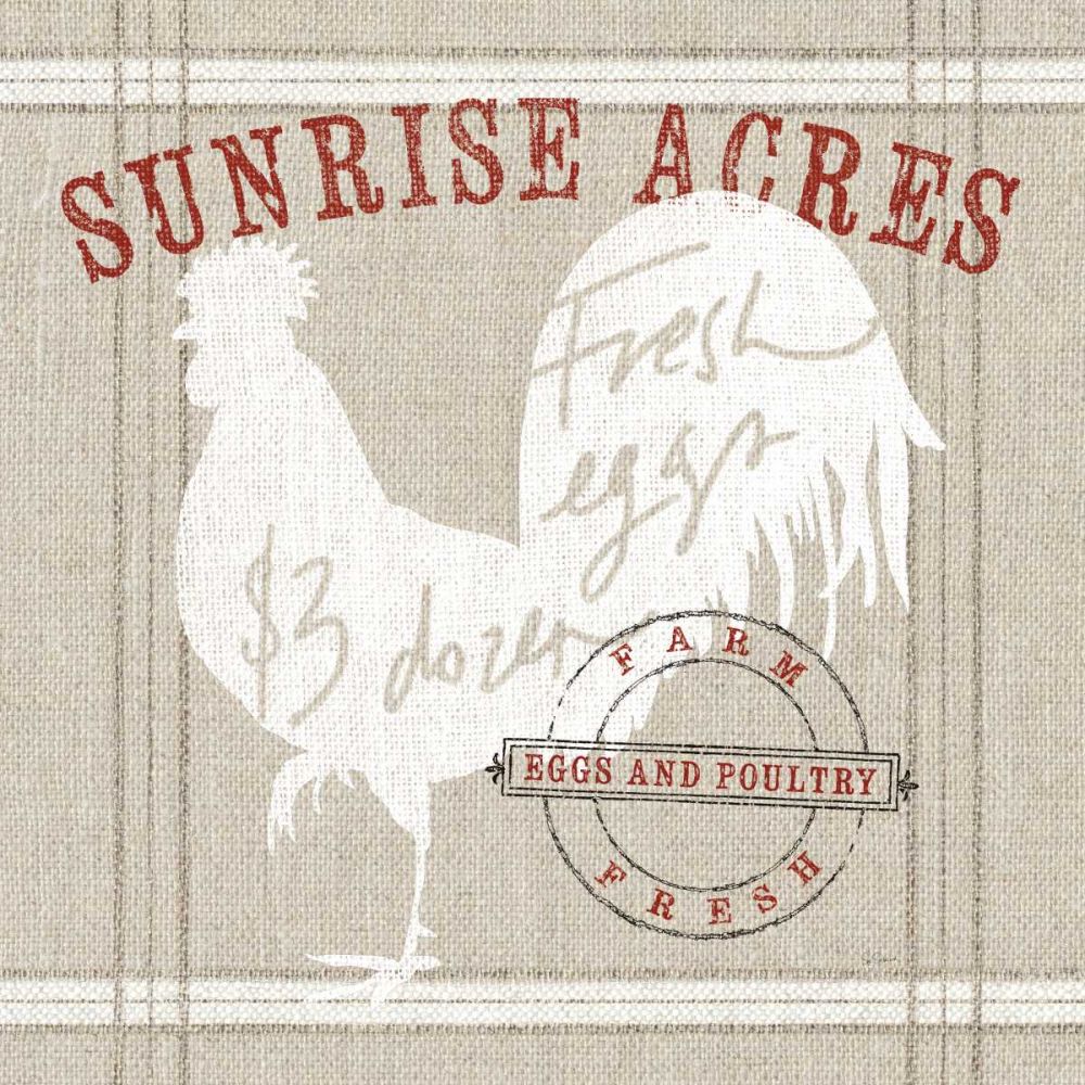 Farm linen rooster art print by Sue Schlabach for $57.95 CAD