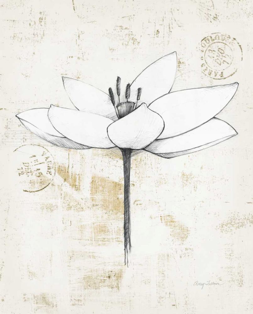 Pencil Floral I Gold art print by Avery Tillmon for $57.95 CAD