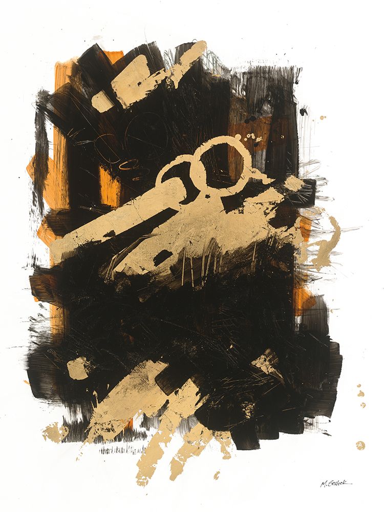 Gold Black Abstract I Orange art print by Mike Schick for $57.95 CAD