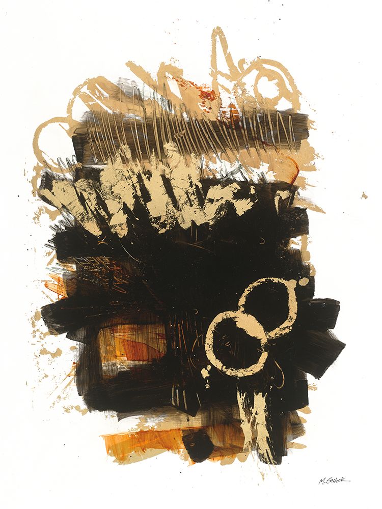 Gold Black Abstract II Orange art print by Mike Schick for $57.95 CAD