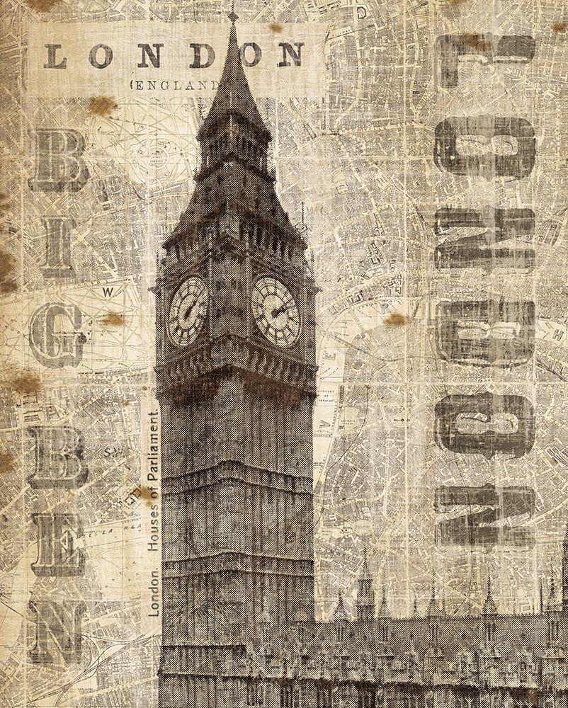Vintage London Big Ben art print by Michael Mullan for $57.95 CAD