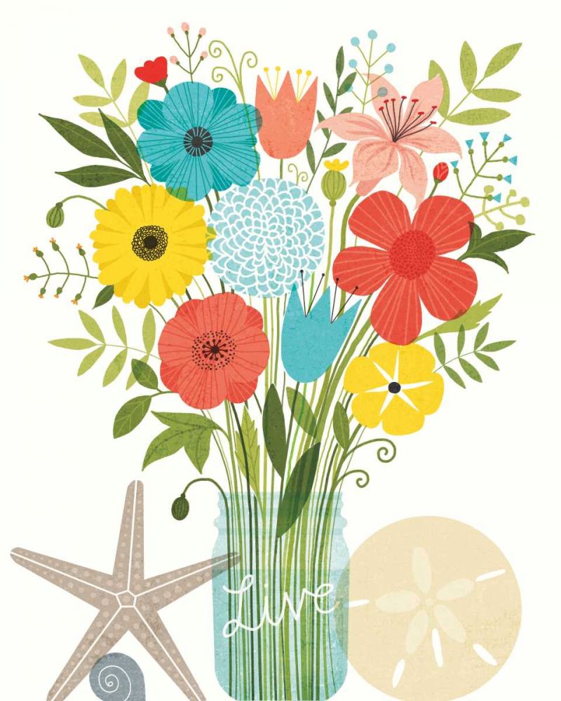 Seaside Bouquet I Mason Jar art print by Michael Mullan for $57.95 CAD