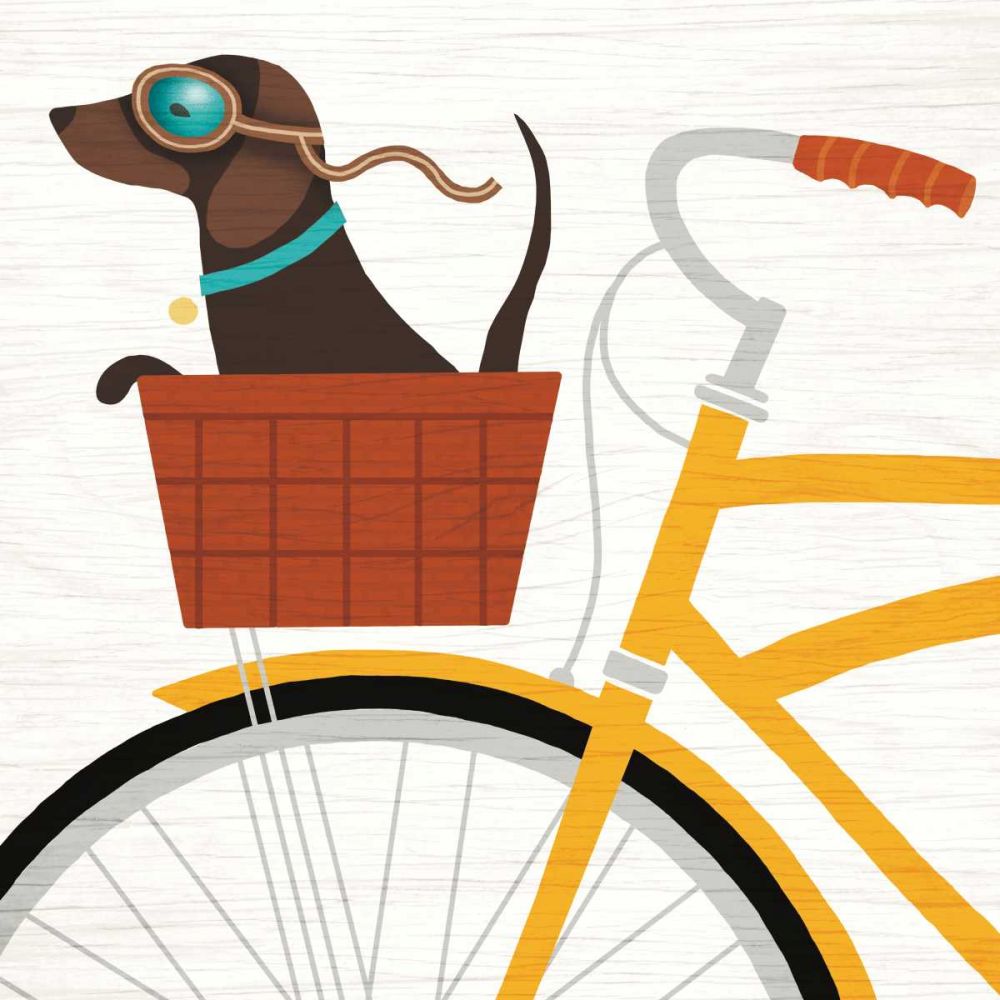 Beach Bums Dachshund Bicycle I art print by Michael Mullan for $57.95 CAD