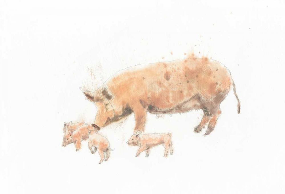 Pig and Piglet art print by Emily Adams for $57.95 CAD