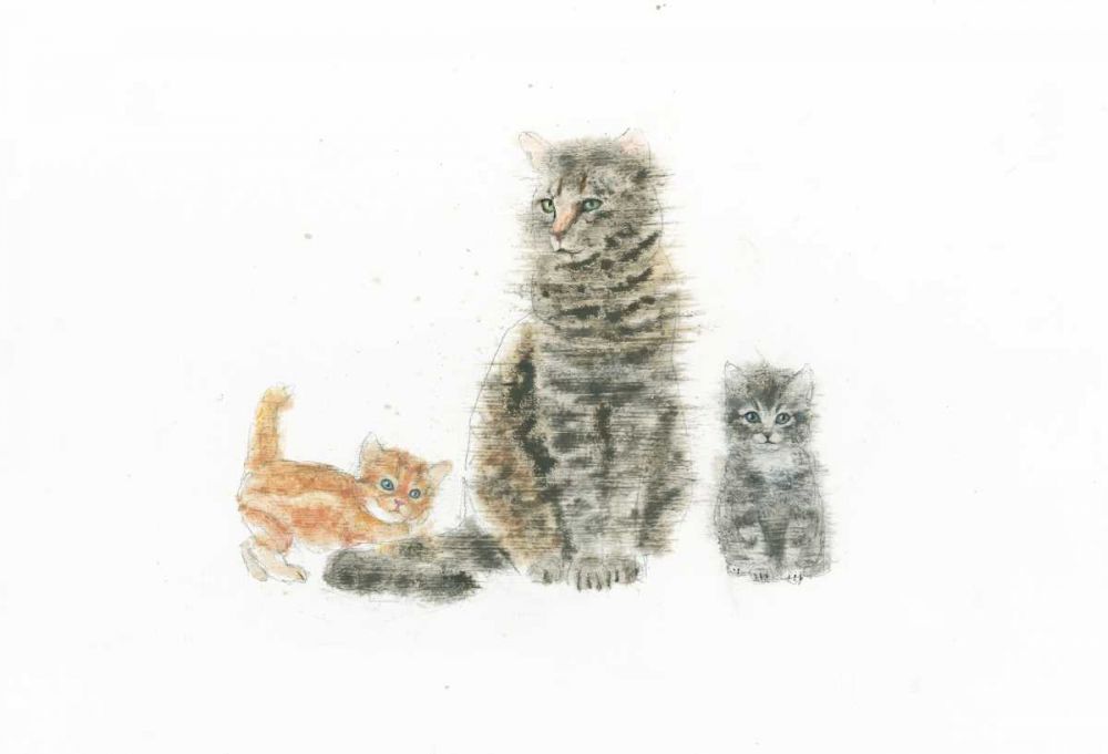 Cat and Kittens art print by Emily Adams for $57.95 CAD