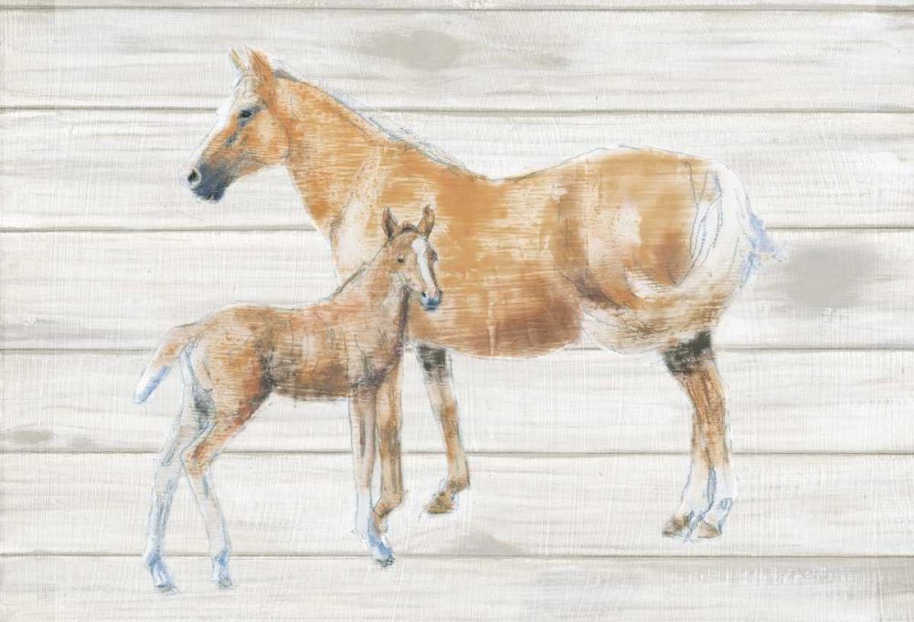 Horse and Colt on Wood art print by Emily Adams for $57.95 CAD