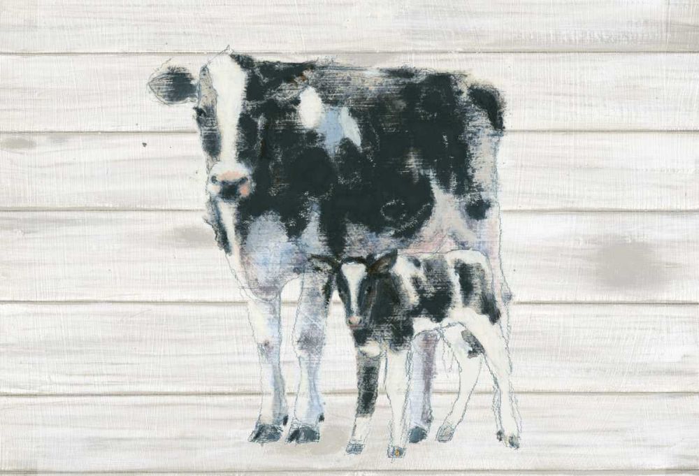 Cow and Calf on Wood art print by Emily Adams for $57.95 CAD