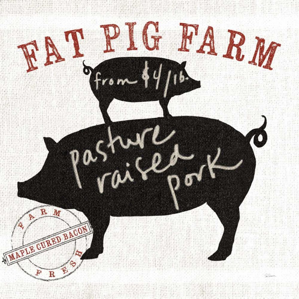 Farm Linen Pig Black art print by Sue Schlabach for $57.95 CAD