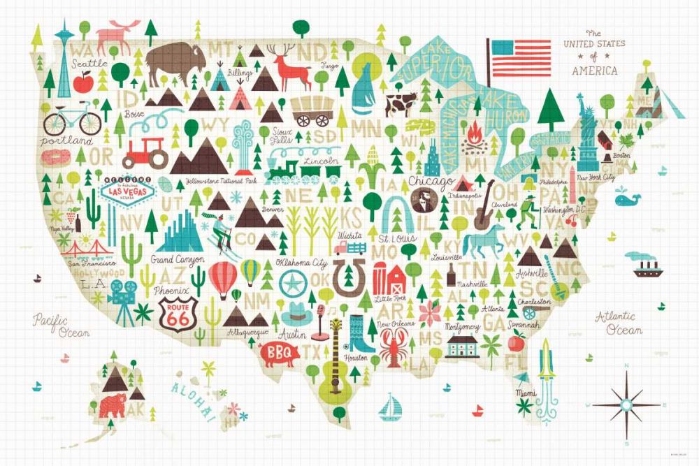 Illustrated USA art print by Michael Mullan for $57.95 CAD