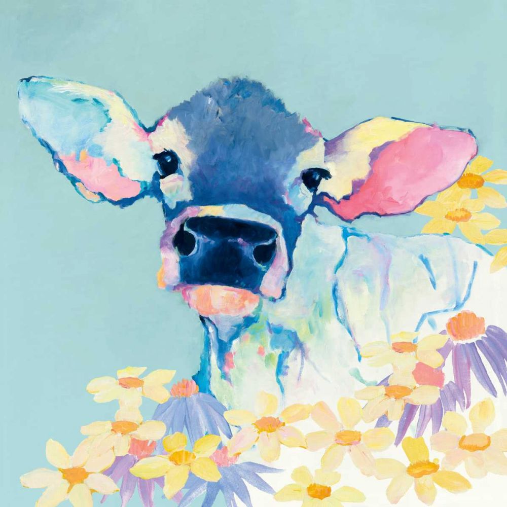 Bessie with Flowers on Teal art print by Avery Tillmon for $57.95 CAD