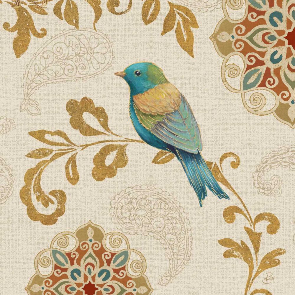 Bird Rainbow Blue and Yellow art print by Daphne Brissonnet for $57.95 CAD