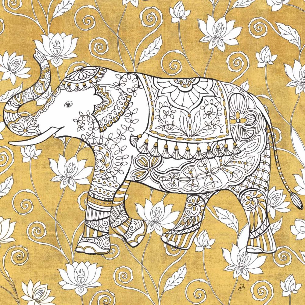 Color my World Elephant II Gold art print by Daphne Brissonnet for $57.95 CAD
