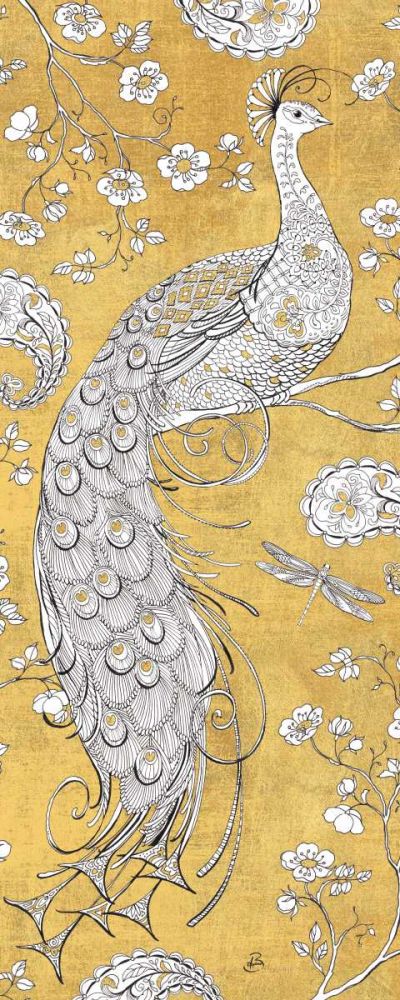 Color my World Ornate Peacock II Gold art print by Daphne Brissonnet for $57.95 CAD