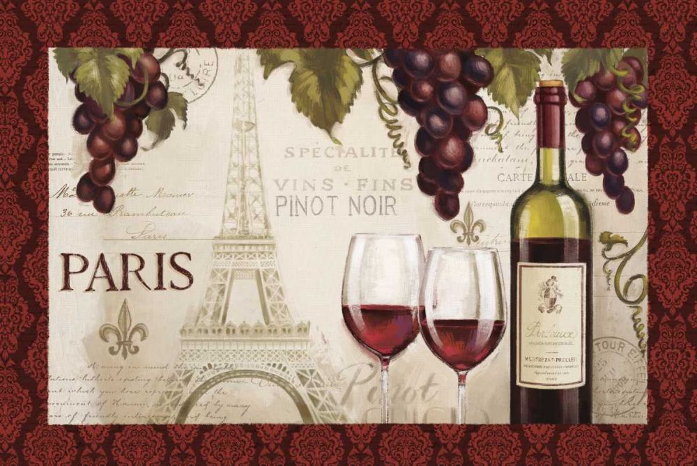 Wine in Paris I Damask Border art print by Janelle Penner for $57.95 CAD