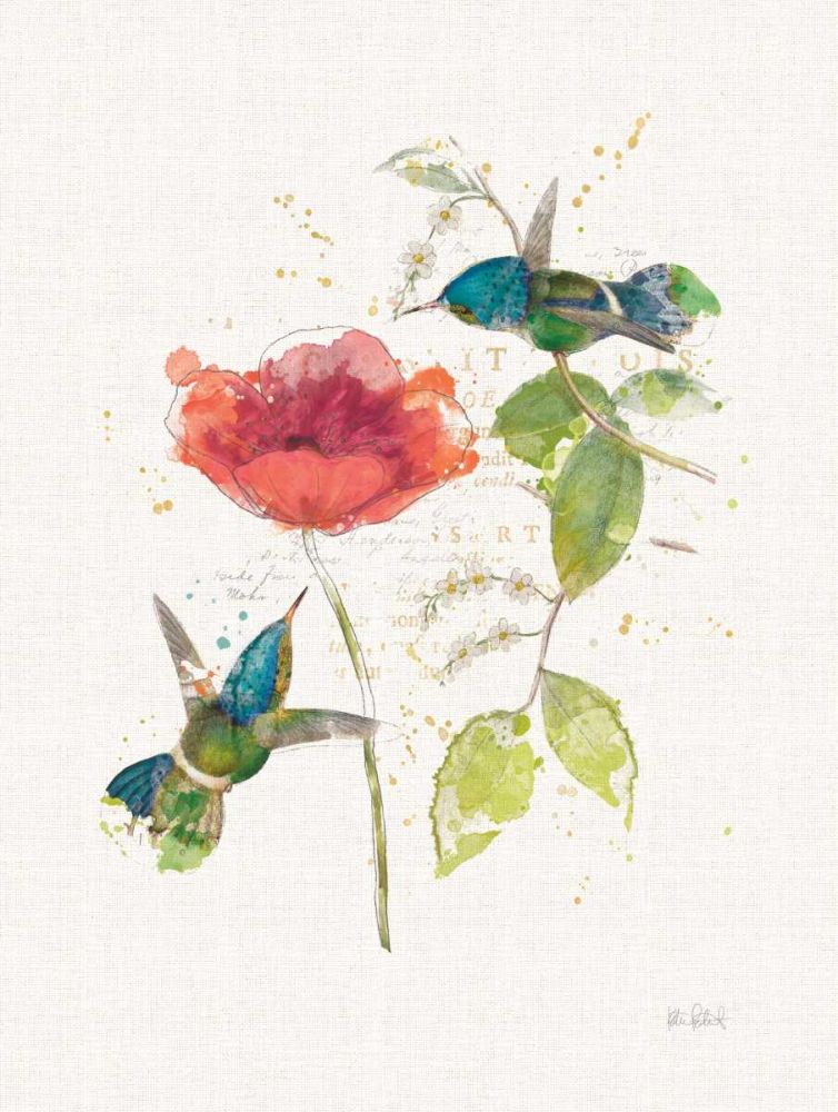 Teal Hummingbirds II Flower art print by Katie Pertiet for $57.95 CAD