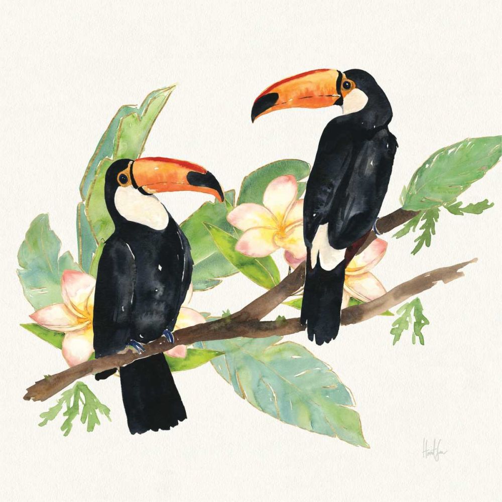 Tropical Fun Bird I Leaves art print by Harriet Sussman for $57.95 CAD