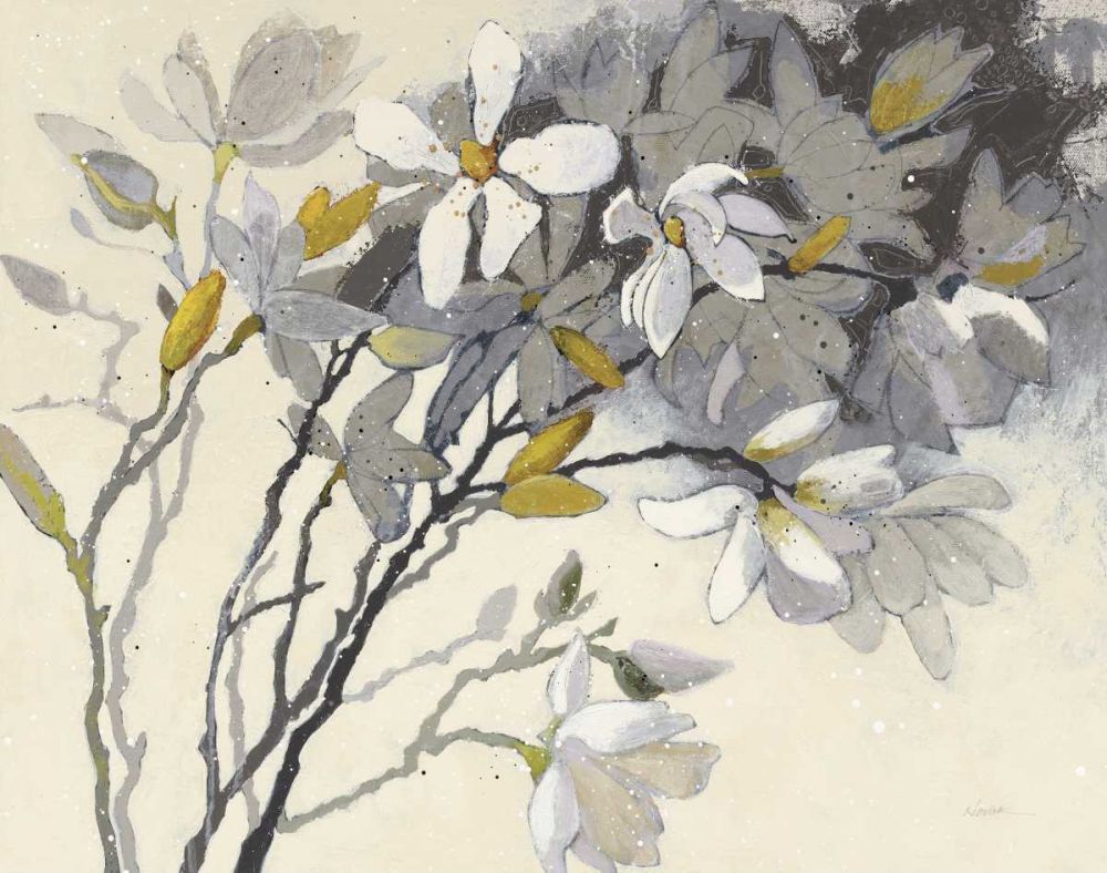 Magnolias Yellow Gray art print by Shirley Novak for $57.95 CAD