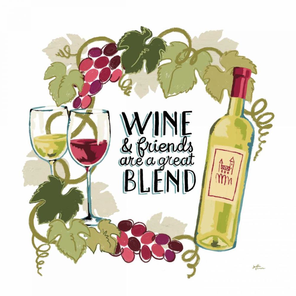 Wine and Friends V on White art print by Janelle Penner for $57.95 CAD