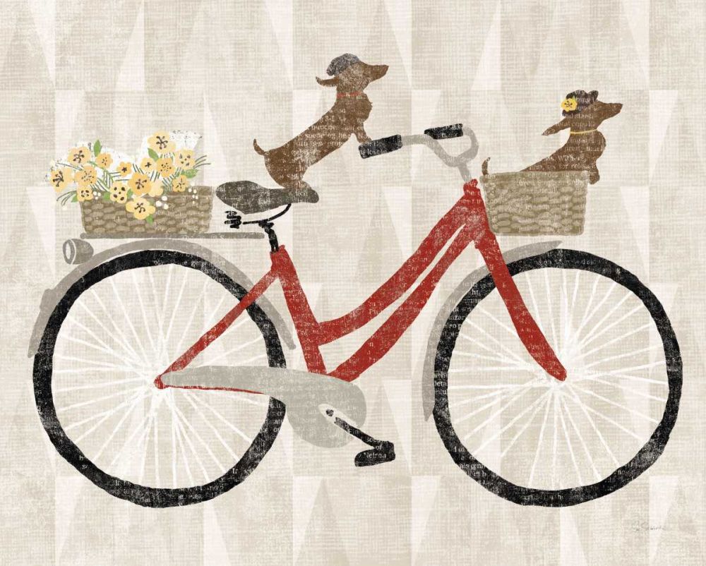Doxie Ride ver I Red Bike art print by Sue Schlabach for $57.95 CAD