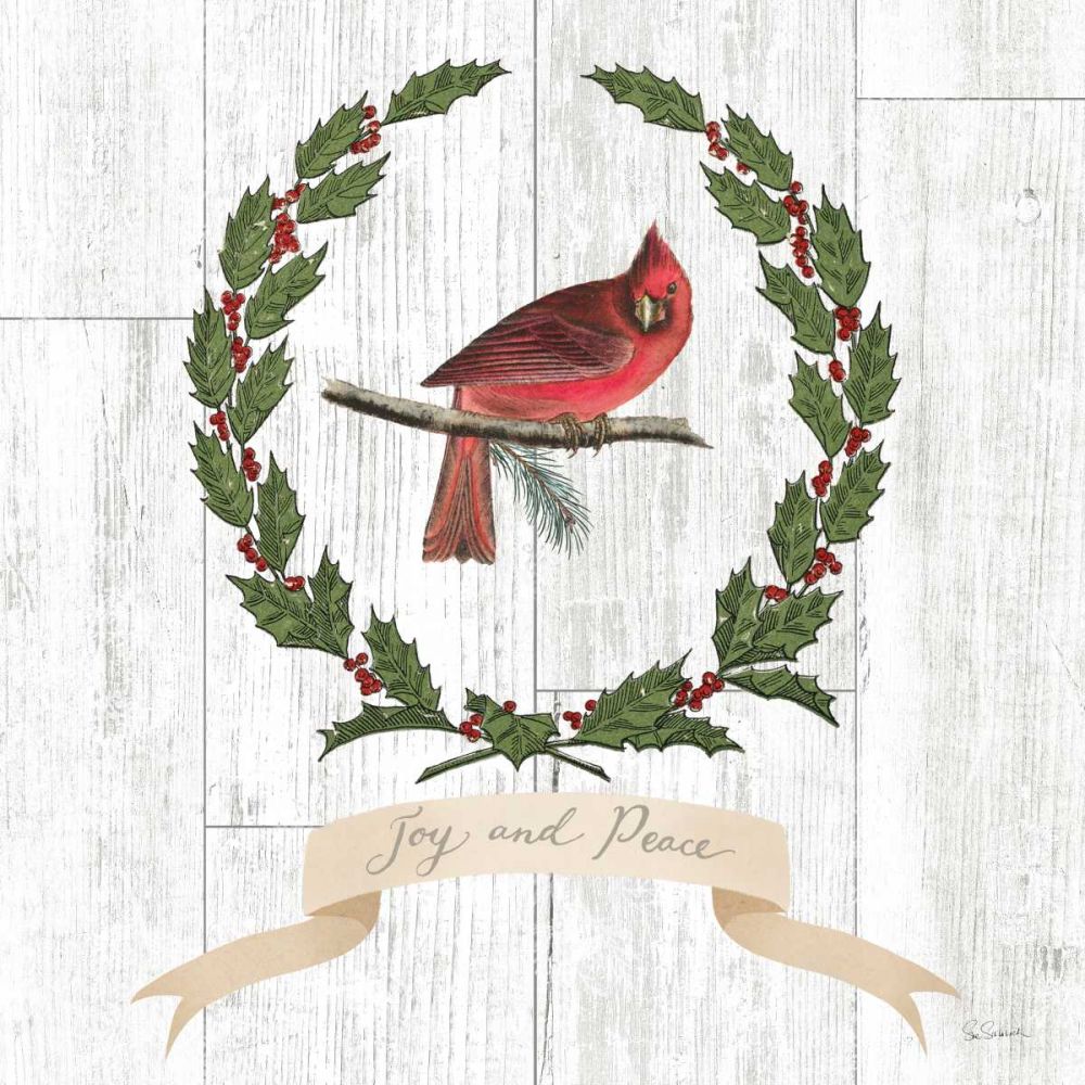 Joyful Tidings VII on Distressed Wood art print by Sue Schlabach for $57.95 CAD