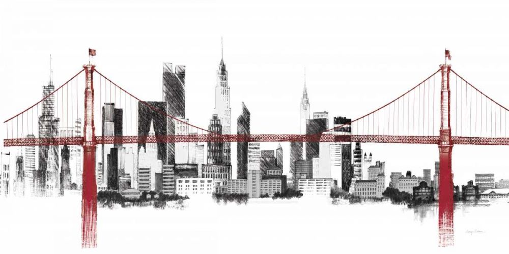 Bridge and Skyline Red art print by Avery Tillmon for $57.95 CAD