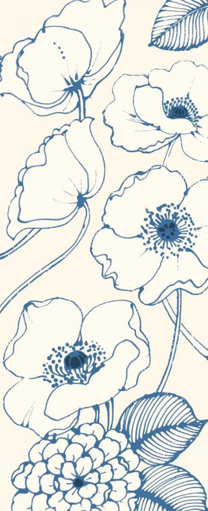 Pen and Ink Flowers on cream Panel III art print by Wild Apple Portfolio for $44.95 CAD