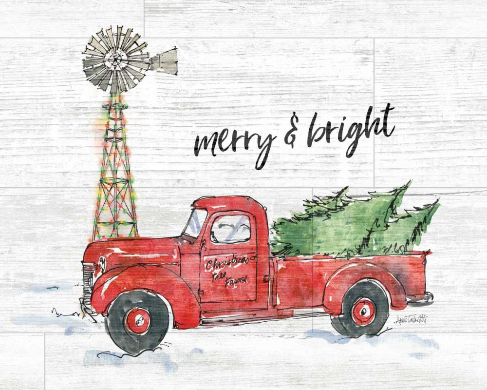 Country Christmas IV Merry and Bright Shiplap Crop art print by Anne Tavoletti for $57.95 CAD