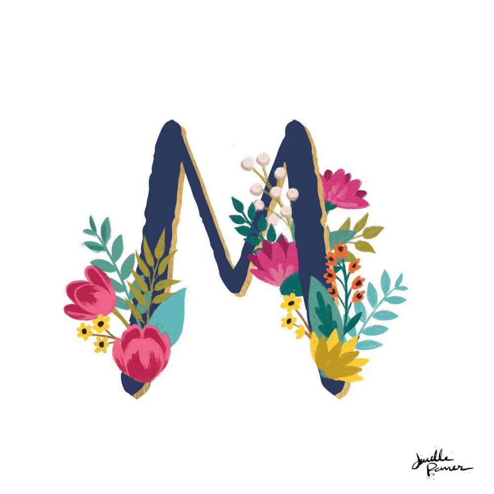 Romantic Luxe Monogram M Navy art print by Janelle Penner for $57.95 CAD