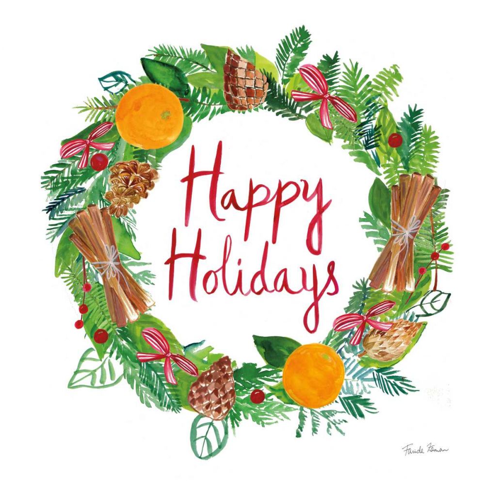 Holiday Wreath II art print by Farida Zaman for $57.95 CAD